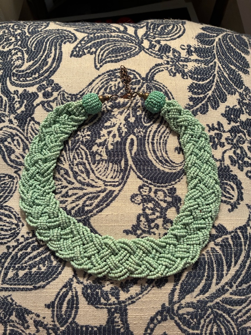 Handcrafted Mint Beaded Braided Necklace - Women Jewelry
